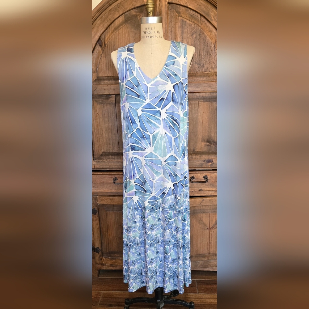 Soft Surroundings Aqua and Lavender Maxi Dress